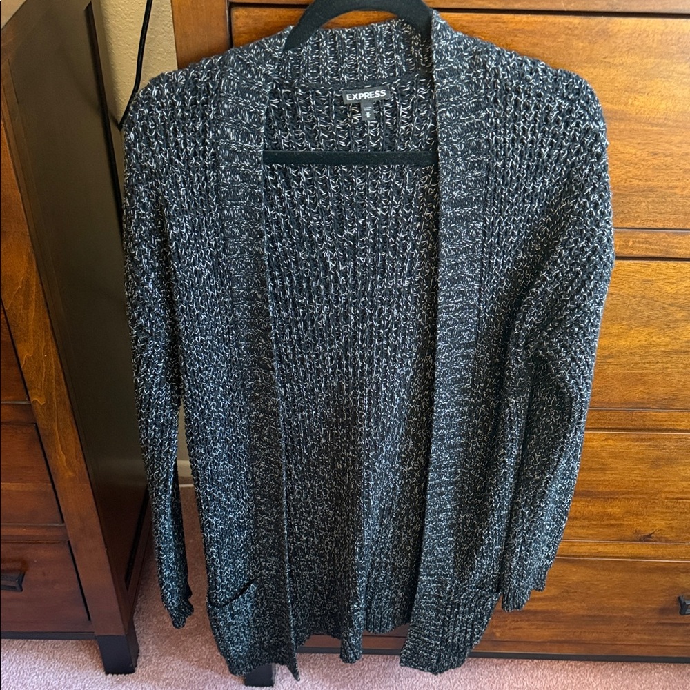 Express Women's Charcoal Knit Cardigan